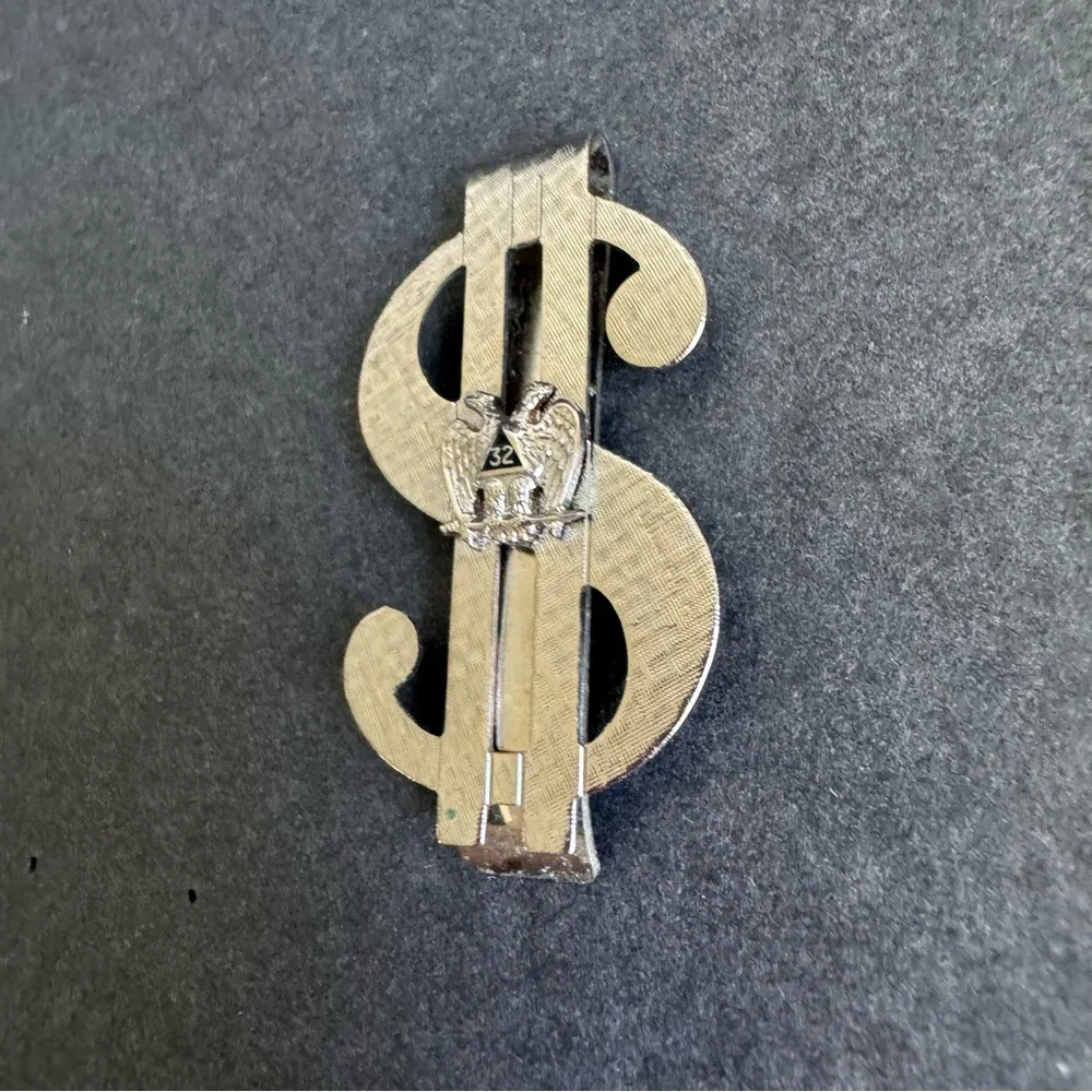 Vintage FOE Fraternal Order Of Eagles Club Money‎ Clip Silver Tone Dollar Sign